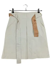 Alviero Martini 1ᴬ Classe Damen Faltenrock 40 Beige Casual Kartenmuster Gürtel 1