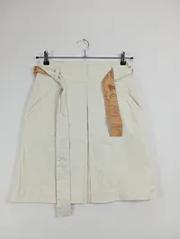Alviero Martini 1ᴬ Classe Damen Faltenrock 40 Beige Casual Kartenmuster Gürtel 6