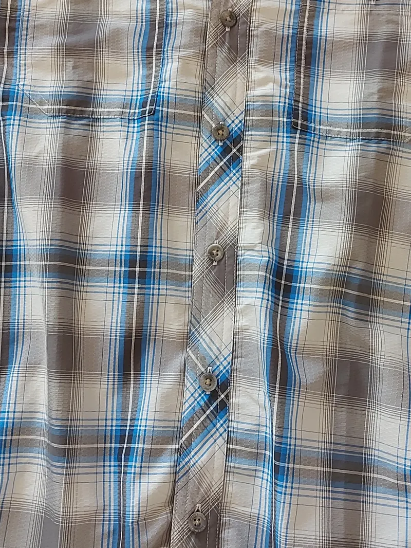 Eddie Bauer Herren Business Hemd Kariert Kurzarm Blau Grau M (48) 4