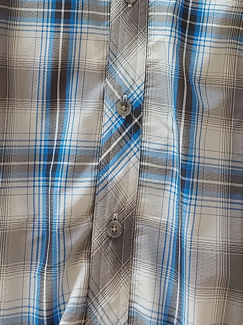 Eddie Bauer Herren Business Hemd Kariert Kurzarm Blau Grau M (48) 5