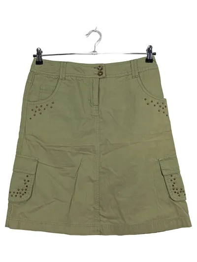 Esprit Damen Cargo Minirock Gr. 36/S Oliv Nieten Baumwolle