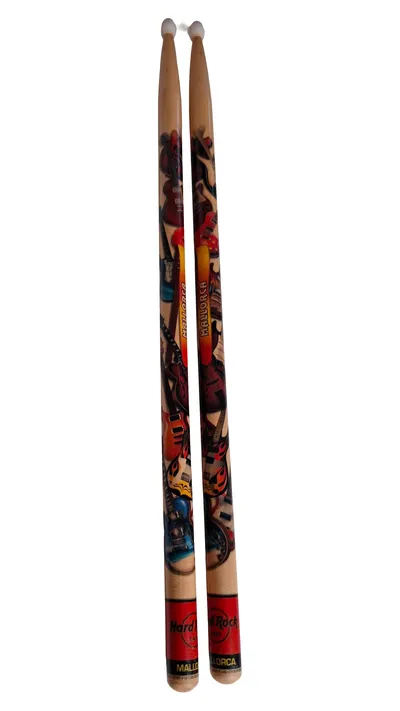Hard Rock Cafe Drumsticks Mallorca Fanartikel Gitarren Mehrfarbig