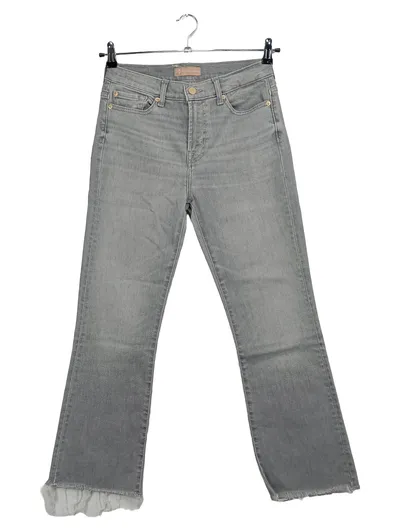 7 For All Mankind Damen Jeans Wide Fit Gr. 27 Grau Casual Fransen