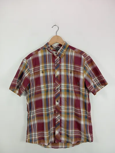 Eddie Bauer Herren Freizeithemd M (48) Kariert Mehrfarbig Kurzarm Casual