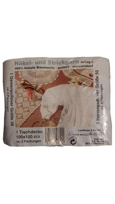 A.Z.-Garne Häkelgarn 100% Baumwolle 4x50g Weiß mercerisiert