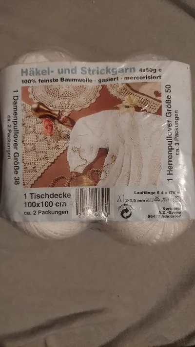 A.Z.-Garne Häkelgarn 100% Baumwolle 4x50g Weiß mercerisiert