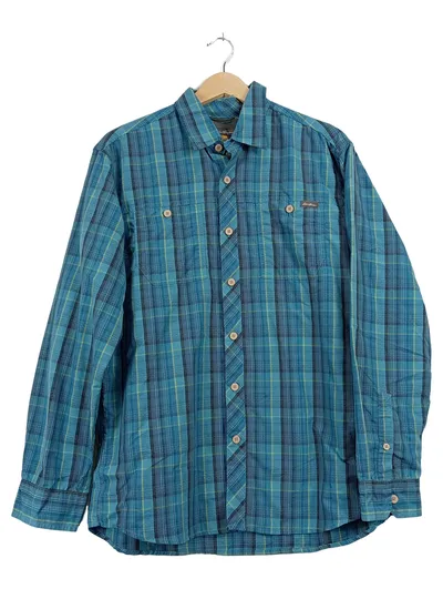 Eddie Bauer Herren Freizeithemd kariert Türkis Gr. 48/M Langarm Casual