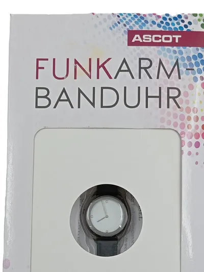 Ascot Herren Funkarmbanduhr Edelstahl Leder Schwarz Praktisch Alltag