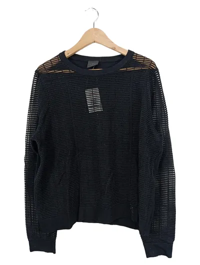 Fishbone Damen Pullover Gr. 46 Schwarz Lochmuster Strukturmuster Modern