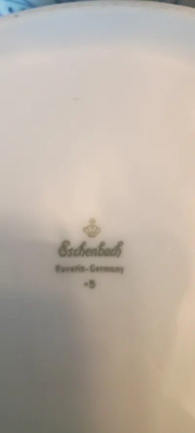 Eschenbach Bavaria Porzellan Vase Weiß Blumenmuster Bauchig 10cm
