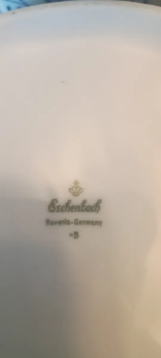 Eschenbach Bavaria Porzellan Vase Weiß Blumenmuster Bauchig 10cm 2