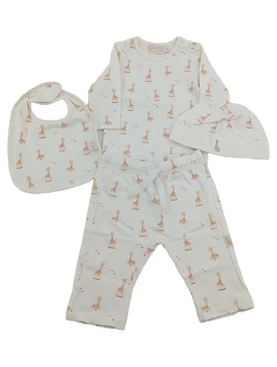 Sophie La Girafe Baby Set Gr. 62 (3 Monate) Beige Langarmshirt Hose Mütze