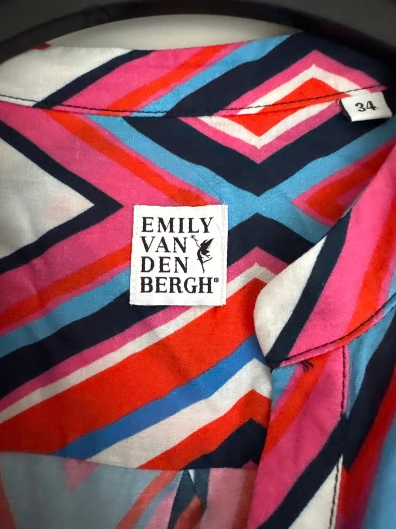 Emily van den Bergh Damen Hemdbluse Gr. 34 XS Mehrfarbig Modern Langarm 3