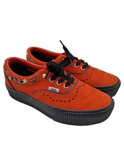 Vans Era Sneaker Low Damen Orange Wildleder Stickerei Gr. 38