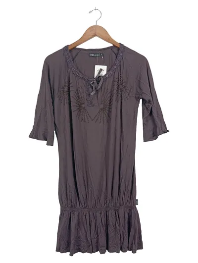 Didi Freizeitkleid Damen Gr. 36/S Braun Casual Minikleid Viskose Perlen