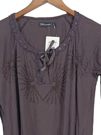 Didi Freizeitkleid Damen Gr. 36/S Braun Casual Minikleid Viskose Perlen