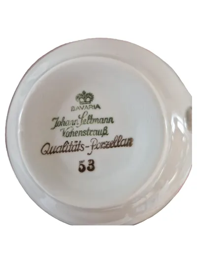 JOHANN SELTMANN VOHENSTRAUSS Essteller Porzellan Weiß Goldrand Elegant 19cm