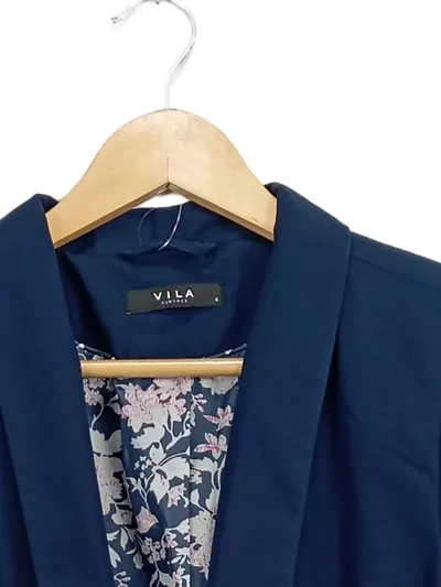 VILA Damen Blazer Gr. 36/S Blau Feminin mit Blumenmuster Futter
