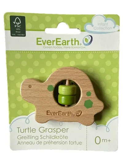EverEarth Greifling Schildkröte Holz Baby Spielzeug 0m+ FSC Natur
