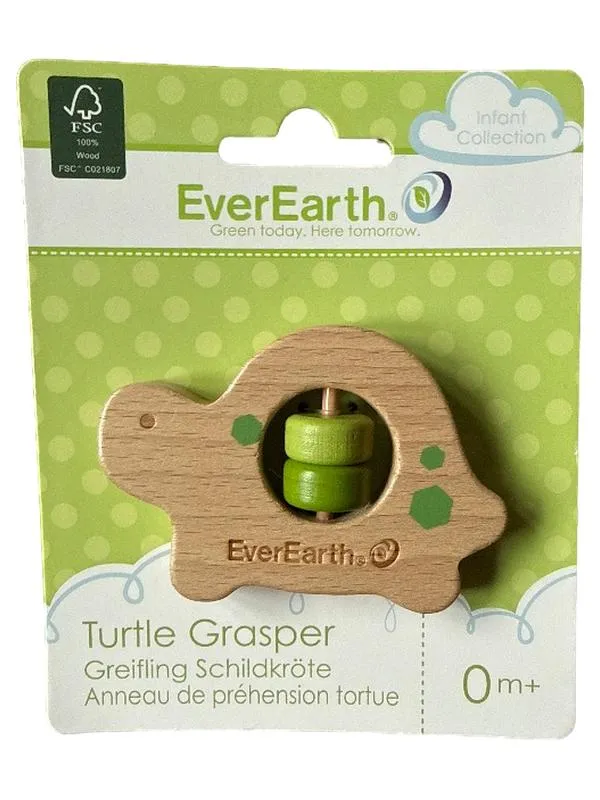 EverEarth Greifling Schildkröte Holz Baby Spielzeug 0m+ FSC Natur 1