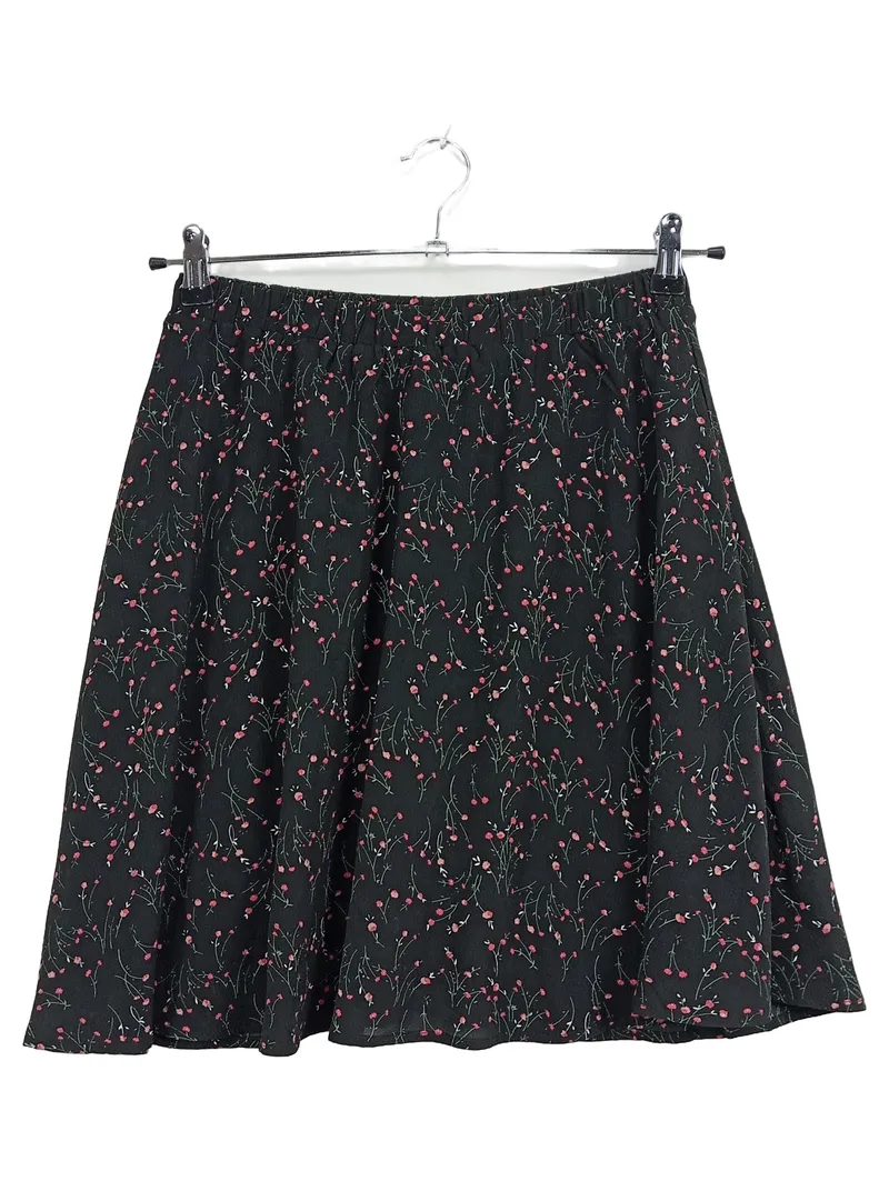 ABOUT YOU Damen A-Linienrock Blumenmuster Schwarz Gr. 38 M 2
