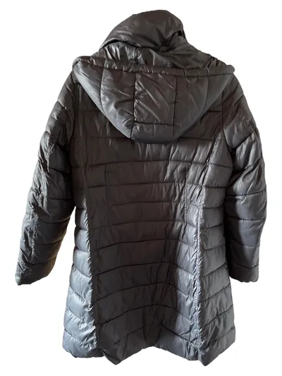 Alba Moda Damen Steppmantel Kapuze Gr. 38 M Grau Steppjacke Casual