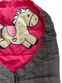 Ernsting's family Baby Schlafsack Gr. 92 Pferd Kariert Grau Pink 2