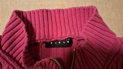 SISLEY Damen Strickjacke Pink Gr. 36/S Casual Rippstrick Reißverschluss