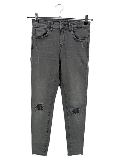 Mavi Jeans Damen Skinny Fit Jeans Grau Gr. 34 Modern mit Rissen