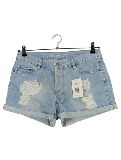 Subdued High Waist Jeans Shorts Damen Blau W30/38/M Fransen Casual