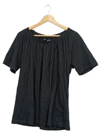 BPC Bonprix Collection Damen T-Shirt Gr. 44-46 Schwarz Baumwolle