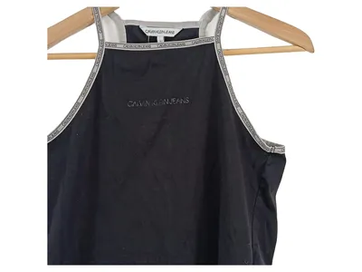 Calvin Klein Jeans Damen Top Gr. 36/S Schwarz Casual Logo-Print