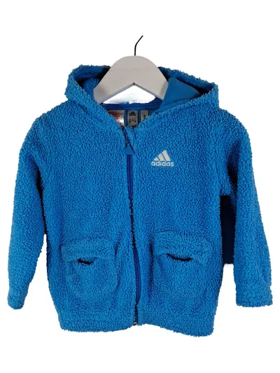 adidas Kinder Fleecejacke Teddy Kapuze Blau Gr. 86 Sportlich