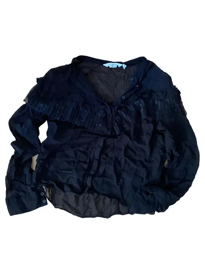 & Other Stories Damen Bluse Gr. 38 Schwarz Elegant Rüschen Langarm