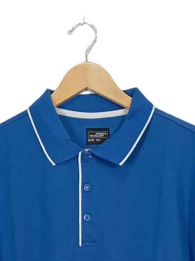 James & Nicholson Poloshirt Herren Gr. L Blau Baumwolle JN728
