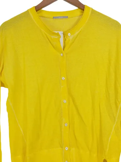 TUZZI Damen Strickjacke Langarm Baumwolle Gelb Gr. 38 M Casual Freizeit