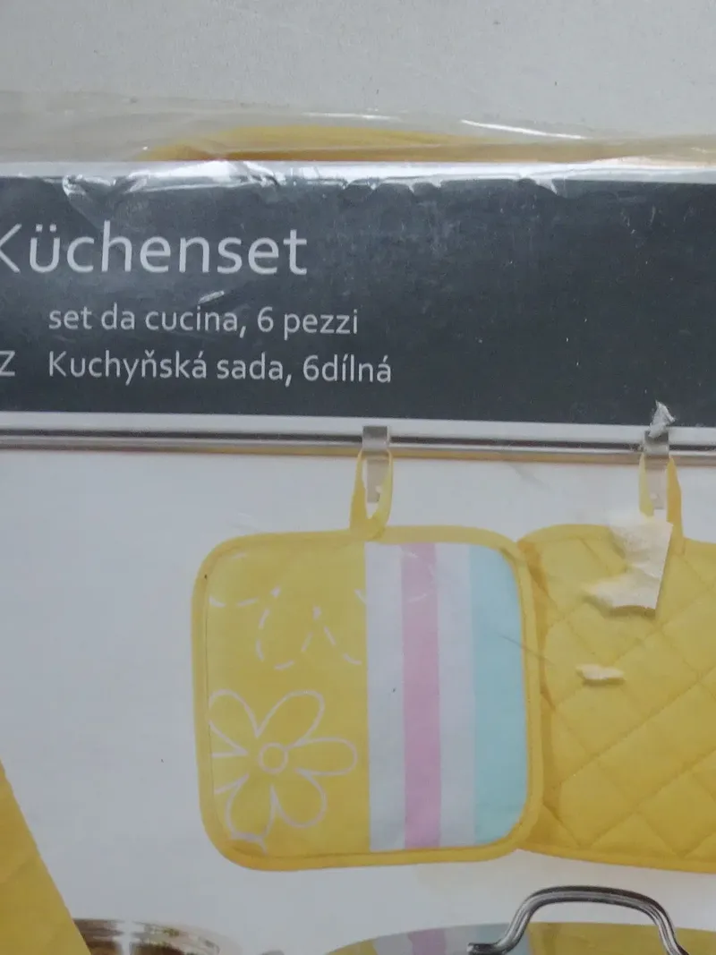 CAVENLINE Küchenset 6tlg. Topflappen Topfhandschuhe Baumwolle Mehrfarbig Blumen 4