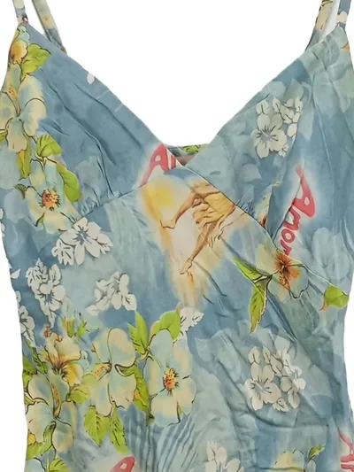 Amor & Psyche Sommerkleid Blumenmuster Midikleid Damen Gr. 34/XS Mehrfarbig
