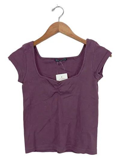Brandy Melville Damen T-Shirt Kurzarm Lila Gr. 36/S Casual