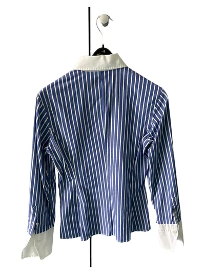 Caliban Damen Hemdbluse Blau Gestreift Klassisch Business Baumwolle Gr. 46/3XL