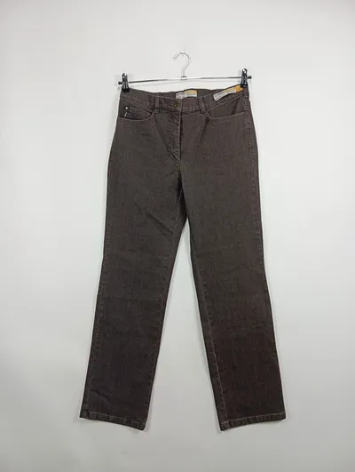 ZERRES Damen Jeans Regular Fit Gr. 36 Braun Casual mit Strasssteinen