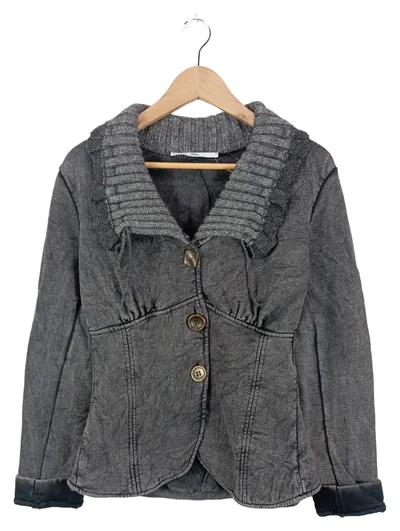 Bottega Damen Strickjacke Gr. 42 Grau Floral Baumwolle