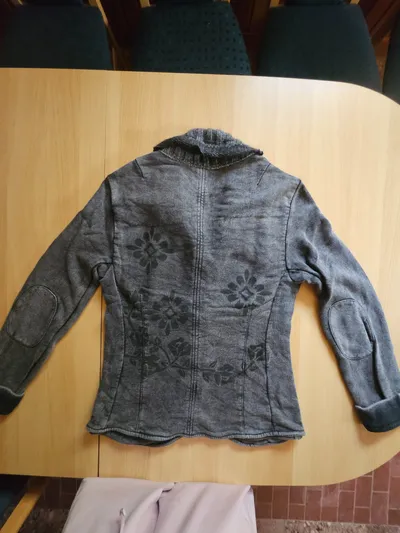 Bottega Damen Strickjacke Gr. 42 Grau Floral Baumwolle