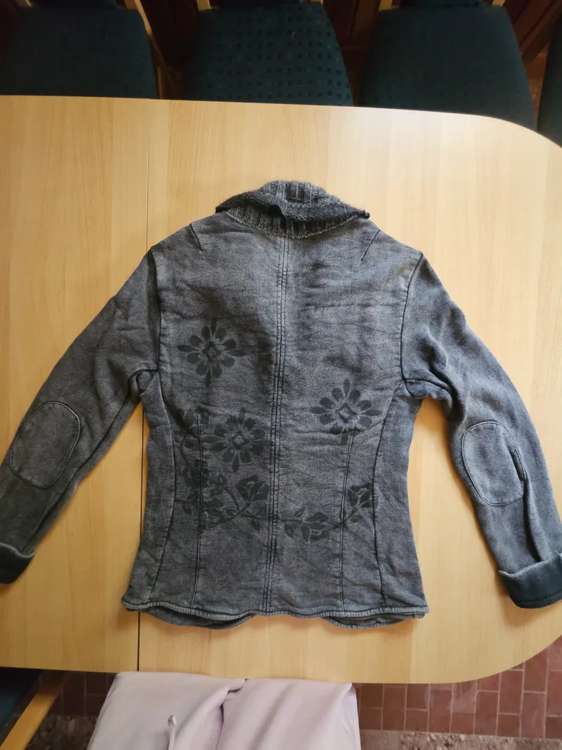 Bottega Damen Strickjacke Gr. 42 Grau Floral Baumwolle 2