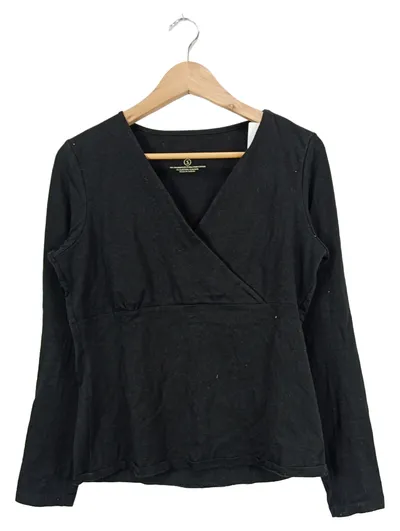 Eddie Bauer Damen Langarmshirt Baumwolle Schwarz Gr. 36/S Freizeit Komfort