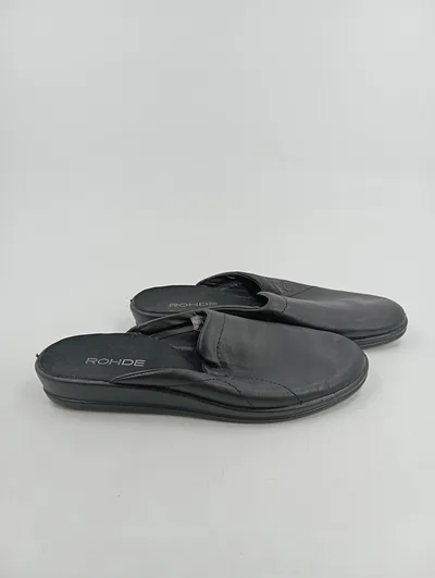 ROHDE Herren Hausschuhe Gr. 43 Schwarz Komfortabel Leder Pantoletten