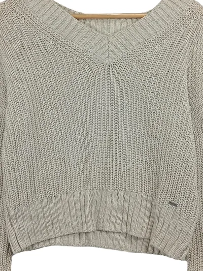 Hollister Damen Strickpullover V-Ausschnitt Beige Gr. UNI Casual Herbst/Winter
