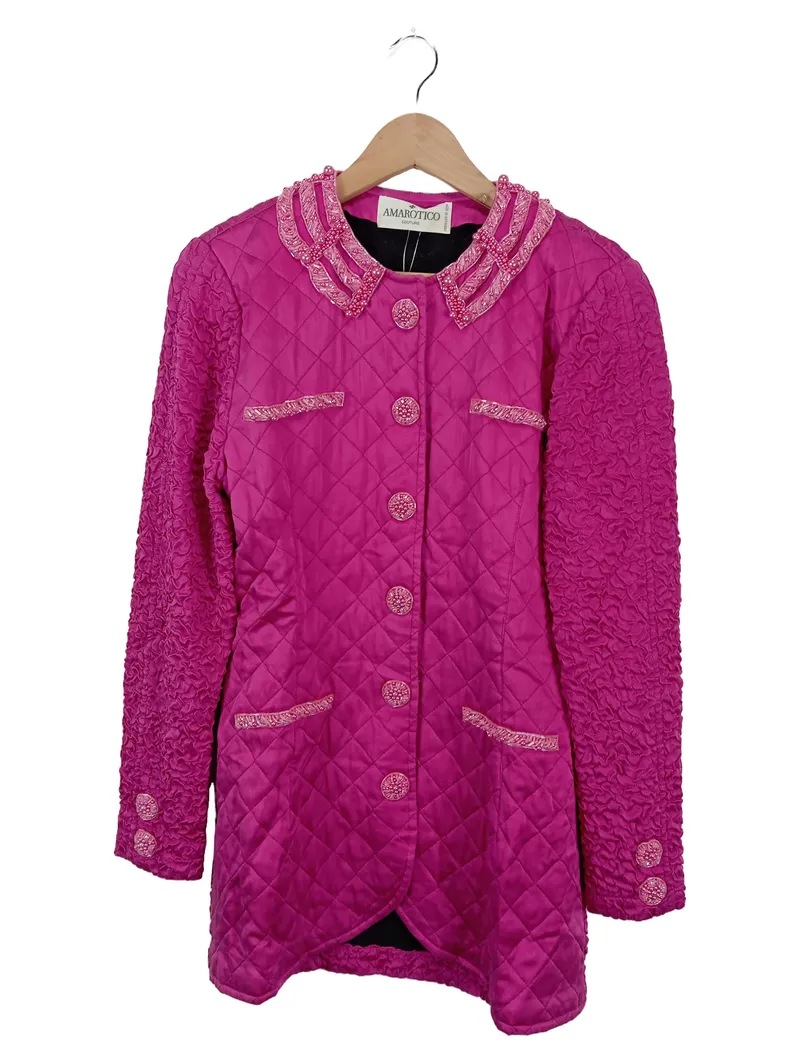 Amarotico Damen Steppjacke Pink Elegant Satin Gr. 40/L 1