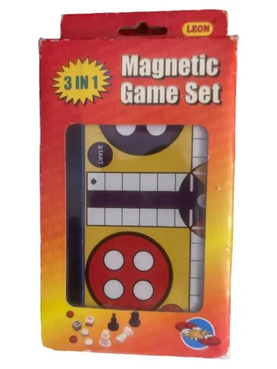 Leone 3 in 1 Magnetisches Spielset Brettspiel Ludo Schach Reisespiel