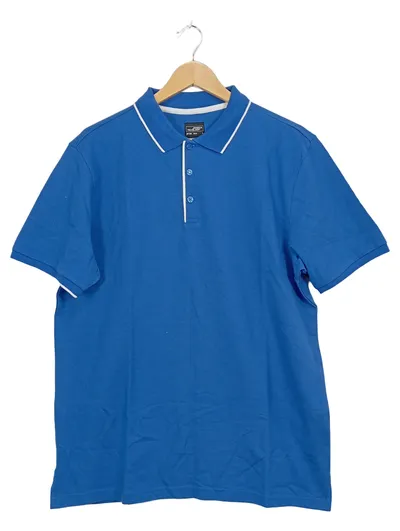 James & Nicholson Poloshirt Herren Gr. L Blau Baumwolle Kurzarm